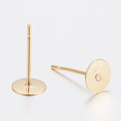 24kt Gold Plated Stainless Earring Studs with 8mm Pad 100/pk