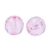 Faceted Plastic Beads 8mm Transparent Pink 50g