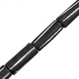 Bone Carved Tube Beads 0.75" Black & White 11/Strand