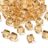 K9 Glass Cube Beads 8mm Gold Champagne 10/pk