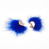 Faux Mink Fur Tassels 1.25" Blue2/pk