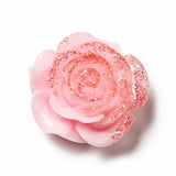 Resin Cabochons, Flower 19mm Glitter Pink 10/pk