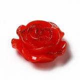 Resin Cabochons, Flower 19mm Glitter Red 10/pk