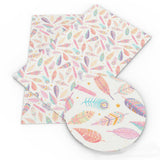 Faux Leather Feathers White/Multi Mix 8x12in Each
