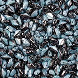 Matubo Czech Gemduo Beads Black/White Blue Luster 13g