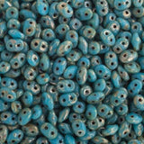 Matubo Czech Superduo Beads Turquoise Travertine Dark 22g