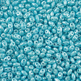 Matubo Czech Miniduo Beads Turquoise Blue White Luster 13g