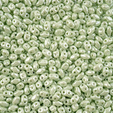 Matubo Czech Miniduo Beads Chalk Light Green Luster 13g
