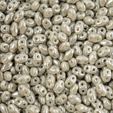 Matubo Czech Miniduo Beads Opaque Grey White Luster 13g