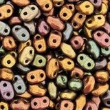 *Czech Miniduo Beads Crystal Gold Rainbow 8g