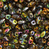 *Czech Miniduo Beads Magic Orange Grey 8g