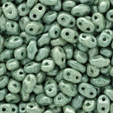 *Czech Miniduo Beads Chalk Green Luster 8g