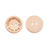 Button Wood 20mm Handmade w/Love 10/pk