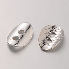 Button Hammered Metal 10x14mm Silver 10/pk