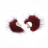 Faux Mink Fur Tassels 1.25" Dark Red 2/pk