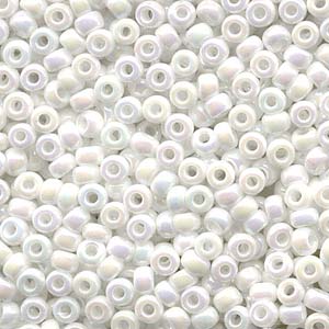 6/0 Miyuki Seed Beads #0402R Opaque White AB 22g
