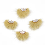 Faux Mink Fur Tassels 1.25" Dark Khaki 2/pk