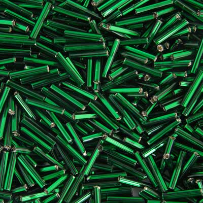 #5 Czech Bugle Beads Silver Lined Green 25g Bag