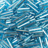 #5 Czech Bugle Beads Silver Lined Aqua 25g Bag