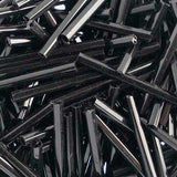 25mm Czech Bugle Beads Opaque Black 25g Bag
