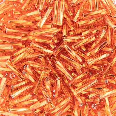#4 Twisted Czech Bugle Beads Silver Lined Orange 25g Bag