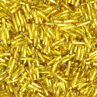 #4 Twisted Czech Bugle Beads Silver Lined Yellow 25g Bag
