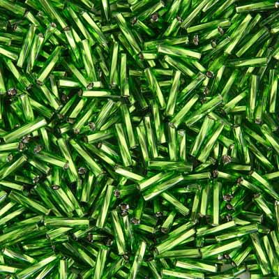 #4 Twisted Czech Bugle Beads Silver Lined Chartreuse 25g Bag
