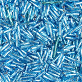 #4 Twisted Czech Bugle Beads Silver Lined Aqua 25g Bag