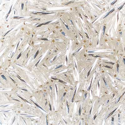 #4 Twisted Czech Bugle Beads Silver Lined Crystal 25g Bag
