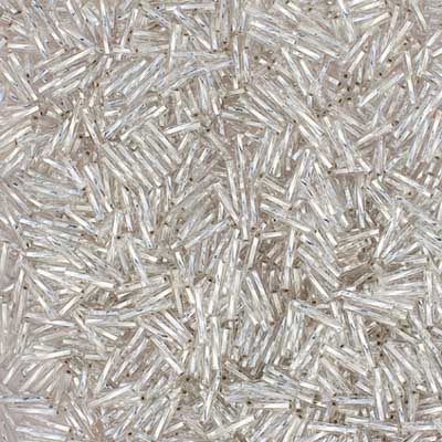 #5 Twisted Czech Bugle Beads Silver Lined Crystal 25g Bag