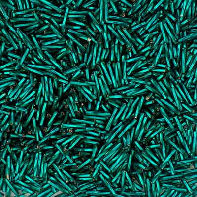 #5 Twisted Czech Bugle Beads Silver Lined Teal Green 25g Bag