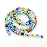 Evil Eye Flat Round Glass Beads 6x4mm Multi Mix 15" Strand