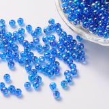 Round Plastic Beads 5mm Transparent Blue AB 25g