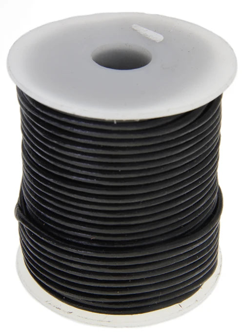 2mm Black Leather Cord 25m