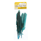 Guinea Fowl Quills 6-9" Turquoise 10/pk