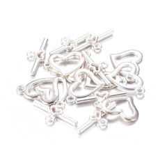 15x19mm Silver Heart Toggle Clasp 5/pk