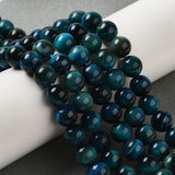 Tiger Eye Blue Beads 8mm Round (Natural/Dyed) 15-16" Strand