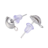 Nickel Earring Studs with Loop and Backings 10/pk