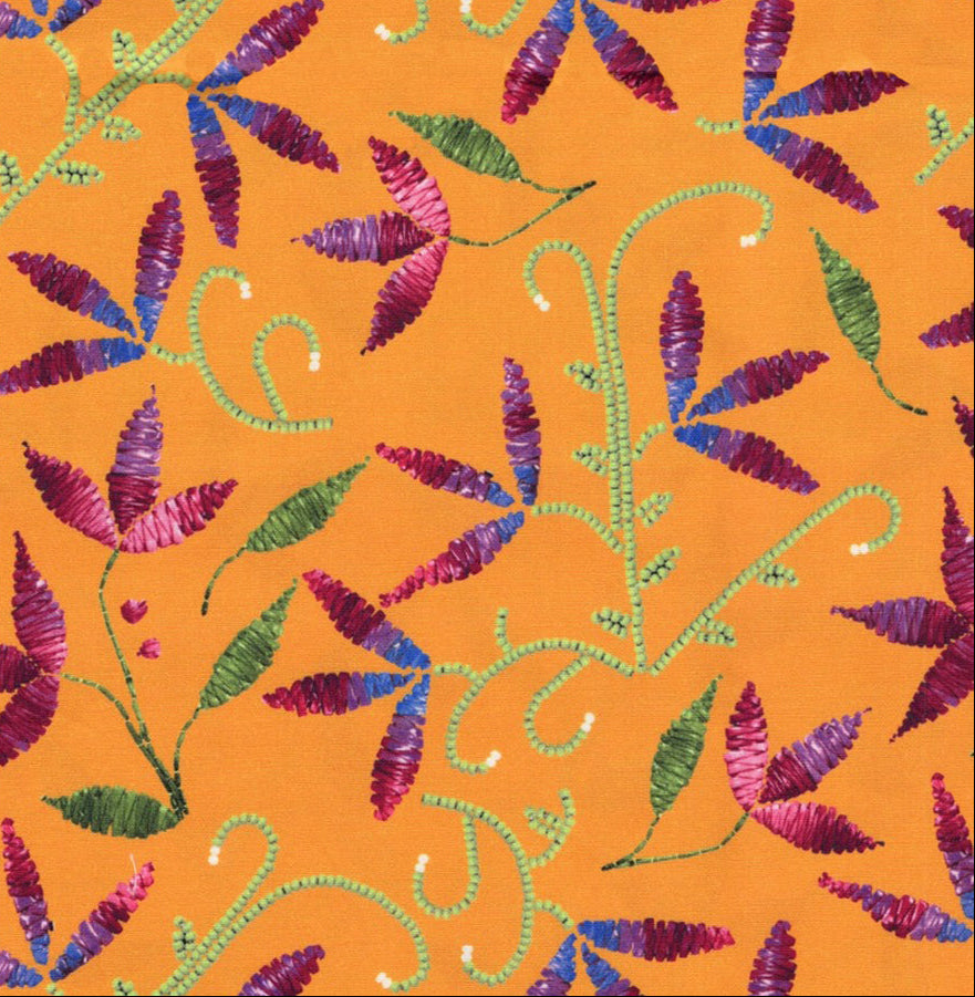 Prairie Petals by Amy McPherson 100% cotton fabric in Orange – full floral print