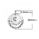 I Love You To The Moon Pendant 25x22mm 1/pk