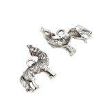 Howling Wolf Pendant 30x26mm Standing 5/pk