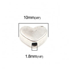 Heart 10mm, Ant Silver Metal Beads 20/pk