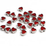 Metal Heart Beads 8mm Red & Nickel 5/pk