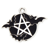 Pentagram Bats Enamel Pendant 28x22mm 5/pk