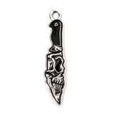 Knife with Skull Enamel Charm 31x7mm 5/pk