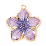 Flower Enamel Pendant 28x25mm Purple 2/pk