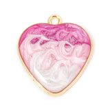 Heart Enamel Pendant 26x23mm Pink 2/pk