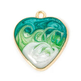 Heart Enamel Pendant 26x23mm Teal 2/pk