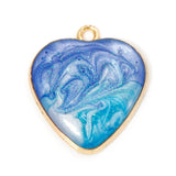 Heart Enamel Pendant 26x23mm Dark Blue 2/pk