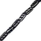Bone Carved Tube Beads 0.5" Black 16/Strand